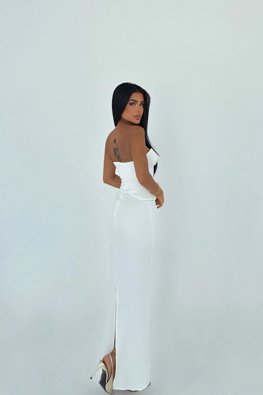 Divine White Dress with Pocket Detail