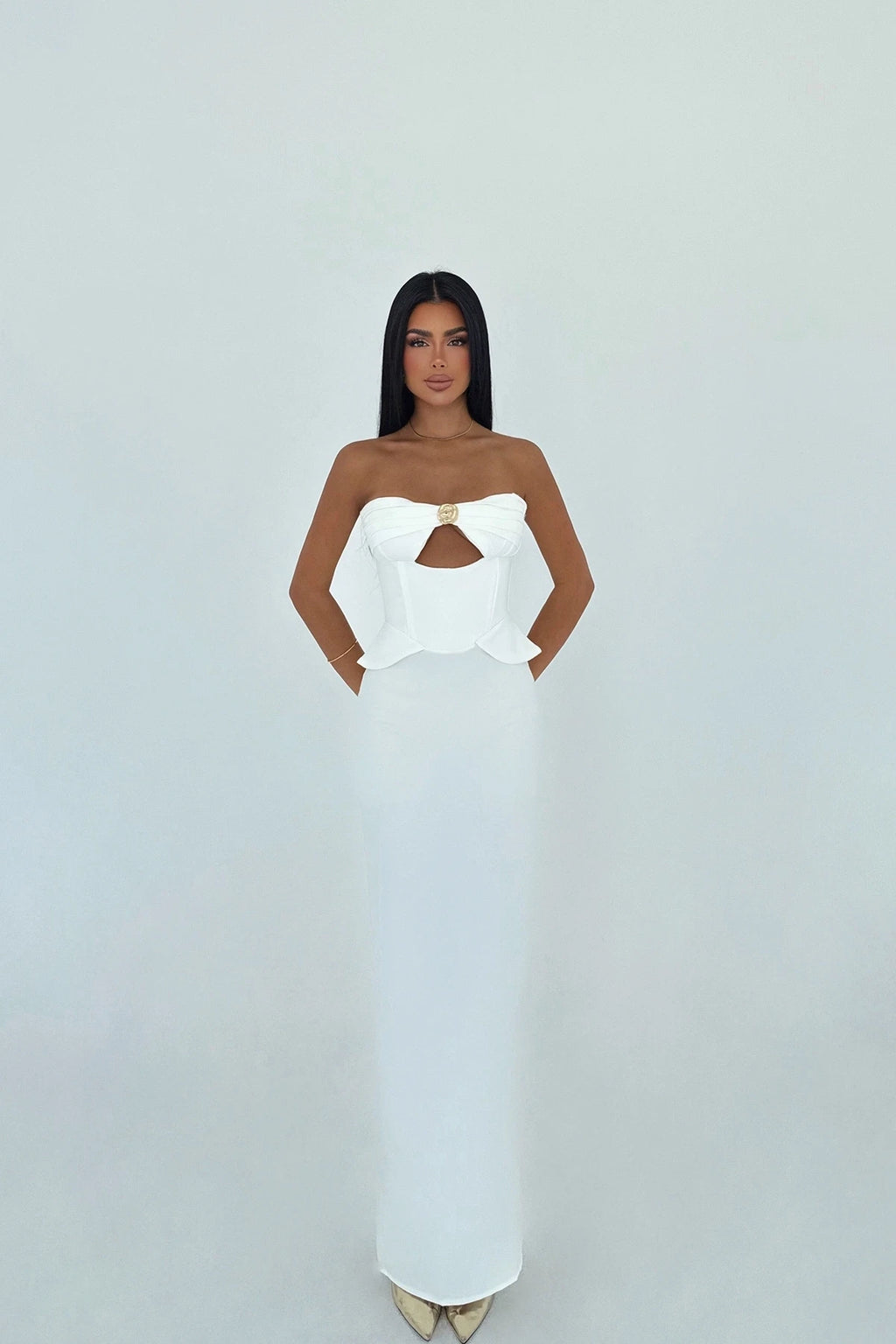 Divine White Dress with Pocket Detail