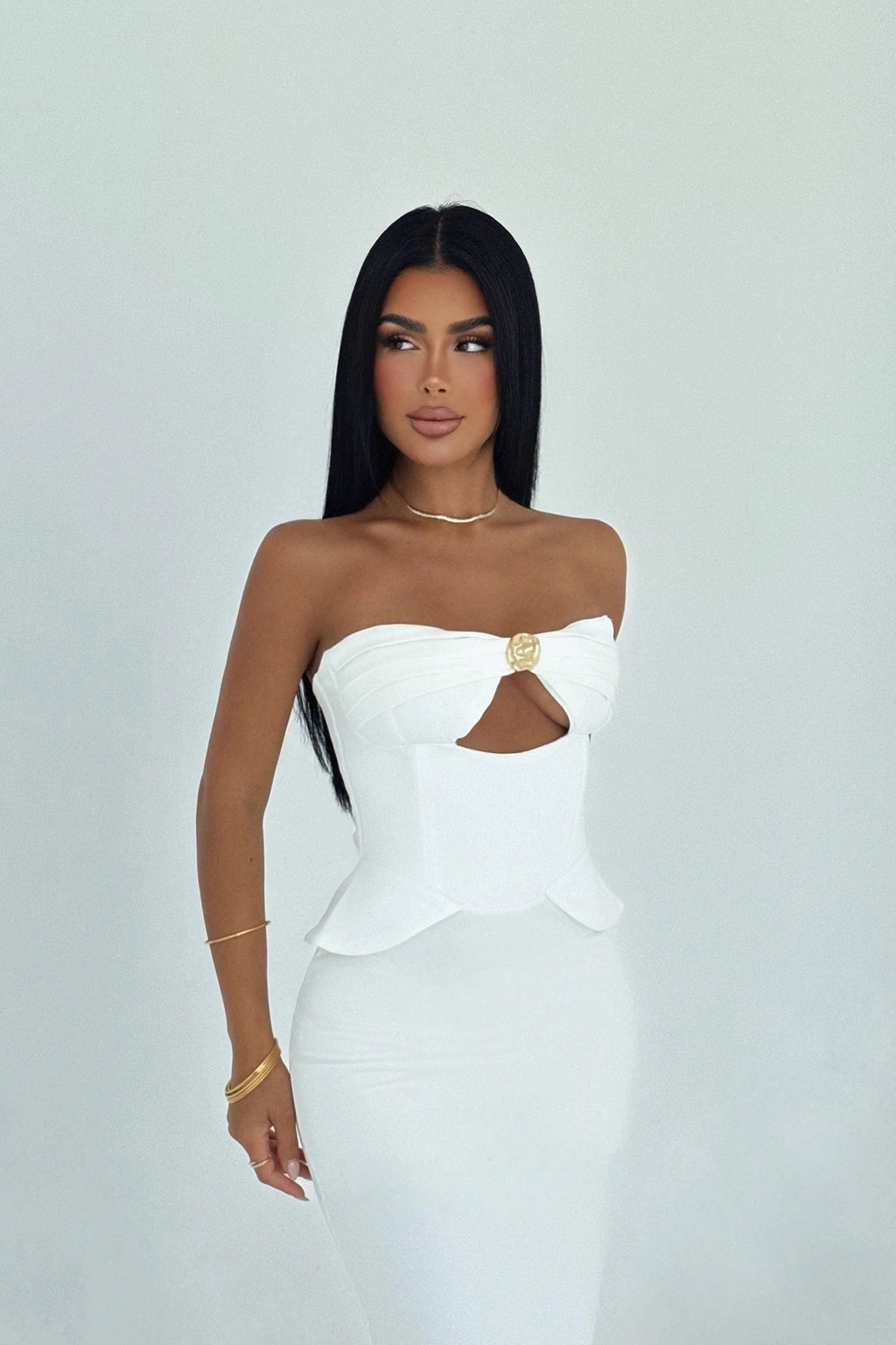 Divine White Dress with Pocket Detail
