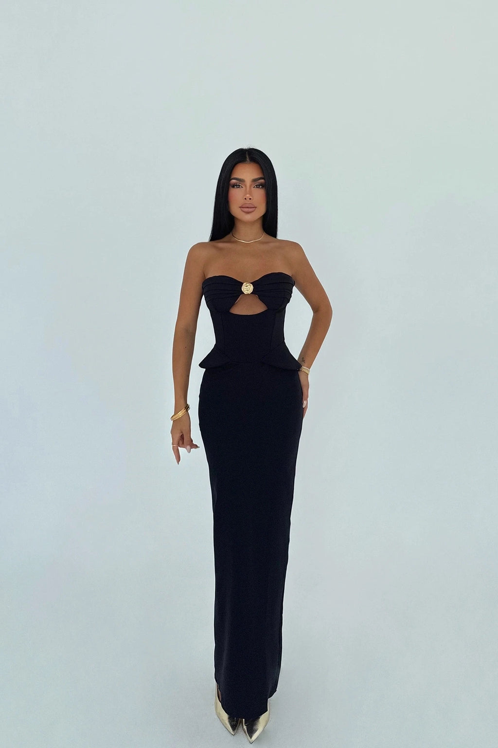 Divine Black Dress with Pocket Detail