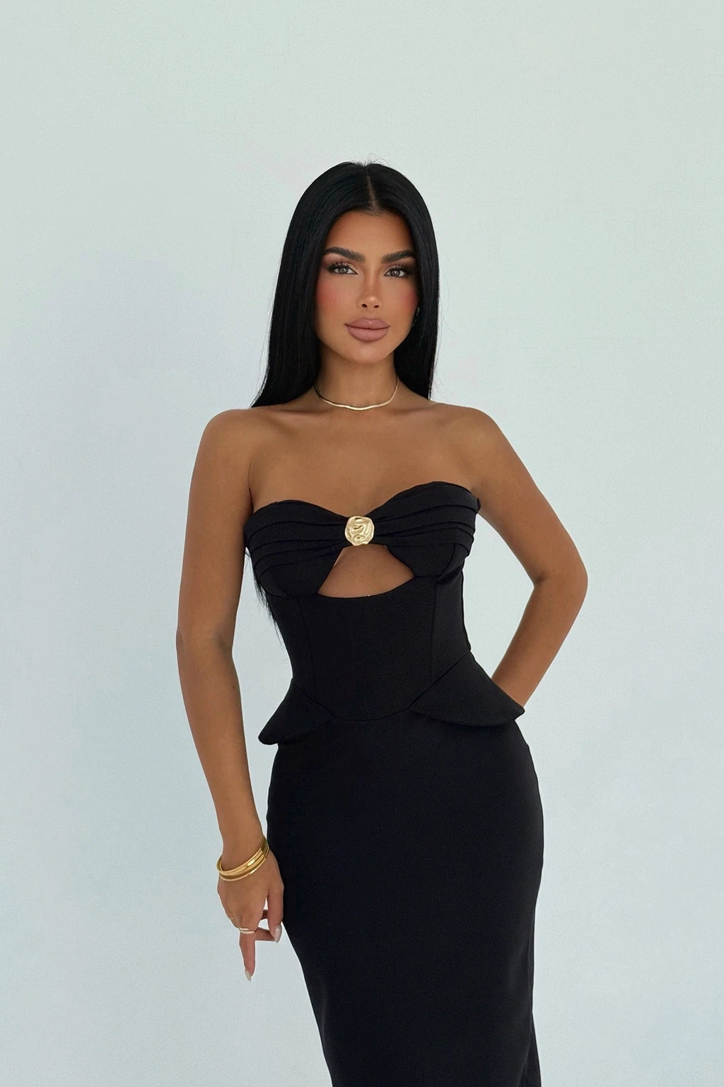 Divine Black Dress with Pocket Detail