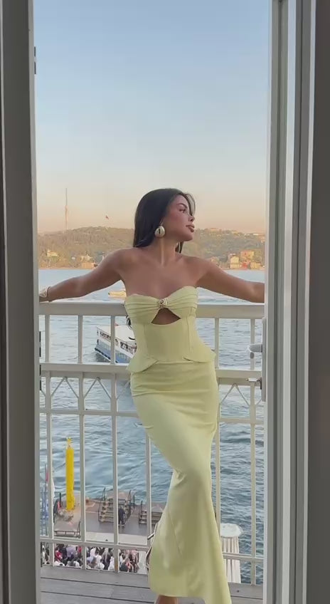 Divine Yellow Dress with Pocket Detail