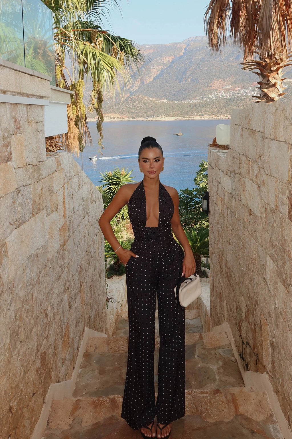 Amara Black Rose Dot Jumpsuit