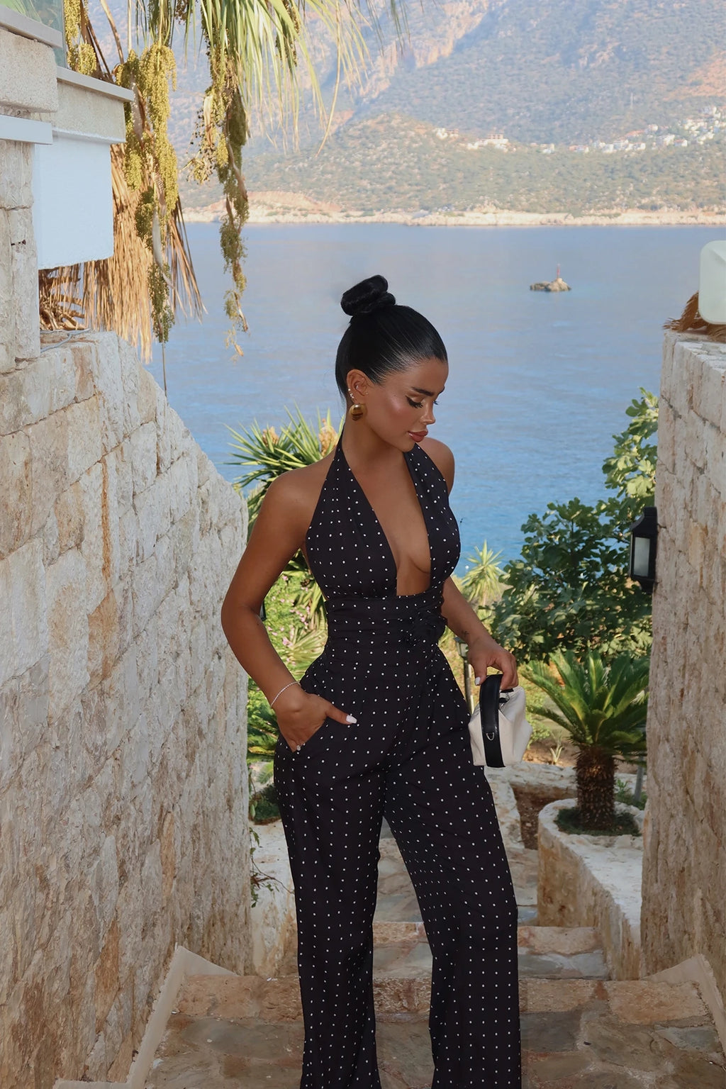 Amara Black Rose Dot Jumpsuit